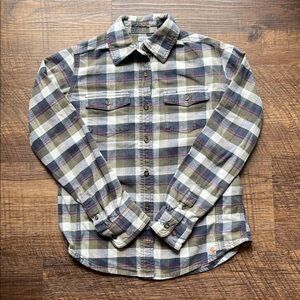 Carhartt Plaid Button Down Flannel-Olive Green, Navy, Pink, White